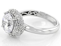 Bella Luce ® white diamond simulant 5.32ctw round, platinum over sterling silver ring. Measures approximately 0.81"L x 0.50"W and is not sizeable. The diamond equivalent weight is 3.47ctw. Engagement Celebration, Diamond Simulant, Don't Leave, Pricing Jewelry, White Diamond, Sterling Silver Ring, Amazing Jewelry, Silver Ring, Sterling Silver Rings