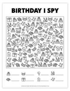 the birthday i spy activity sheet for kids