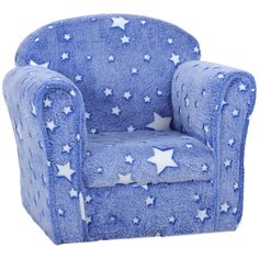 a blue chair with white stars on it