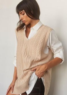 Cable Knit Sweater Classic Dresses, Cable Knit Vest, Knitting Magazine, Chic Clothing, Knitting Women Sweater, Effortless Chic, Knitting Women, Wool Blend Sweater, Knit Vest