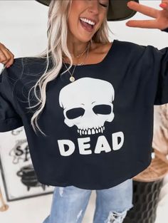 Dead Cropped & Off Shoulder Sweatshirt Sizes: S-3XL TAT: 2-3 weeks We recommend sizing up 1-2 sizes for oversized fit Drop Shoulder Graphic Print Tops For Loungewear, Graphic Print Drop Shoulder Tops For Loungewear, Oversized Crew Top For Fall, Relaxed Fit Screen Print Drop Shoulder Top, Drop Shoulder Relaxed Fit Top With Screen Print, Oversized Screen Print Top With Drop Shoulder, Oversized Crew Neck Graphic Tee, Fall Drop Shoulder T-shirt With Graphic Print, Oversized T-shirt For Fall