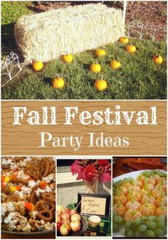 fall festival party ideas with pumpkins, pretzels and other foods on display