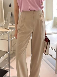 Chic, classic trendy trousers with wide leg and two pin tucks. Extra wide leg creates a chic silhouette and comfortable fit. Suit pants for casual or dress wear. Model is in MINUSEY S. ✔️ Free worldwide express shipping over $100✔️ Loved by 6,500+ customers✔️ Limited edition collections, maximum style⠀⠀⠀⠀⠀⠀⠀⠀⠀Stay ahead of the trend with can’t-find-anywhere-else staples. Your closet will thank you 💕 * MINUSEY S = EU 34, US 2* MINUSEY M = EU 36, US 4* 97% Polyester / 3% Spandex* Dry clean* Made in Korea - Model Height: 172cm/5'7" (US2, EU34) Chic Solid Color Wide Leg Dress Pants, Chic Solid Wide Leg Dress Pants, Chic Solid Color Wide-leg Dress Pants, Trendy Solid Color Wide-leg Dress Pants, Solid Pleated Wide Leg Ankle-length Pants, Solid Color Pleated High-waisted Dress Pants, Solid Pleated High-waisted Dress Pants, Office Lady Wide Leg Bottoms, Trendy Wide Leg Dress Pants For Formal Occasions