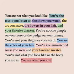 a poem written in different colors with the words you're not what you look like