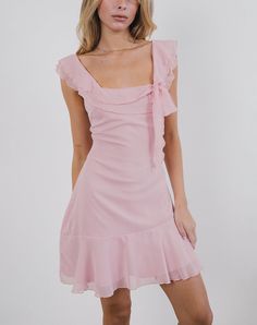 Pink Peony Chiffon Mini Dress | Binita – motelrocks-com-us