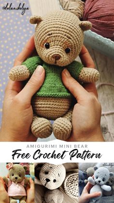 there is a crocheted teddy bear in the hand