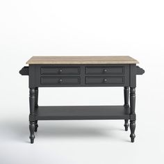 a black table with two drawers on one side and an open drawer on the other