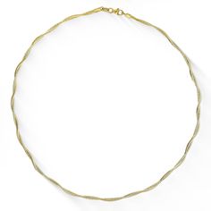 14K Yellow Gold Twisted Diamond Cut Omega Necklace. The necklace measures approximately 17" in length. Omega Necklace, The Necklace, Fine Jewels, Diamond Cut, Diamond Cuts, Twist, Yellow Gold, White Gold, Yellow