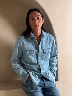 Set off for adventures remote or routine with enviable ease in this timeless Western shirt, made from incredibly soft, washed denim for rugged comfort.  Spread collar with snap-front closure.  Front pockets.  Western shoulders and back yoke.  Shirtta Cherokee Jack, Western Denim Shirt, Western Shirt, Washed Denim, Western Shirts, Winter Sale, Denim Shirt, Denim Wash, Baby Shop