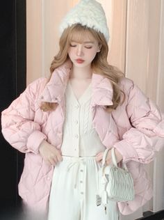 ❤︎ Small European diamond quilting coat❤︎ Pink M, Quilting, Pink