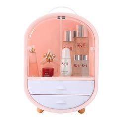 PRICES MAY VARY. 🌸Product Size: 10.4"* 4.7"* 14.6".As a makeup organizer. Pink/Green appearance with transparent lid, handle, non-slip feet. 🌸Large Capacity: The cosmetic storage box with lid can store cosmetics of various shapes and sizes, while keeping them in order. The lower storage cabinet can prevent cosmetics from entering dust and water, and can store lipsticks, lip balm, eyebrow pencils, foundation sticks, beauty tools, necklaces, rings, etc. separately. 🌸Easy to Carry: Compared with Organiser Son Dressing, Makeup Containers, Makeup Drawer Organization, Makeup Drawer, Jewelry Drawer, Cosmetic Display, Beauty Storage, Make Up Organiser, Makeup Box