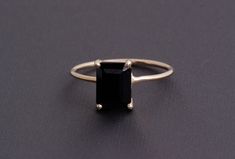 Black Onyx Octagon Cut Handmade Ring-925 Solid Silver Ring-Prong Setting Ring-Birthstone Ring-Black Onyx Ring-Gift For Her-Anniversary Gift Solitaire Bands, Gold Basket, Onyx Engagement Ring, Gold Investments, Black Gold Jewelry, Wire Ring, Ruby Engagement Ring, Wire Basket, Black Diamond Ring