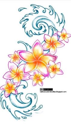 an artistic flower tattoo design on the back of a woman's arm and shoulder