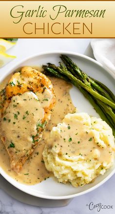 chicken breasts with a garlic parmesan sauce and a side of mashed potatoes Meal Ideas With Asparagus, Easy Dinner Recipes Mashed Potatoes, Super Yummy Dinner Ideas, Chicken Tonight Recipe, Ready Dinner Ideas, Healthy But Tasty Recipes Dinners, Recipes With Almond Milk Dinner, Food Ideas For Dinner Recipes, Lemon Herb Parmesan Chicken