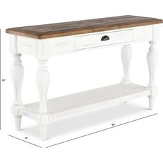 the white console table with drawers is measurements