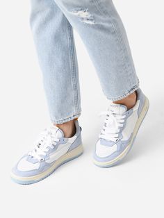 DESCRIPTION:A 90s-inspired courtside sneaker made from soft leather featuring a signature speckled sole.FEATURES:SneakerRound ToeLace-Up VampBack Pull TabUpper: Leather & Chromefree Suede TrimLining: Tencel Pulp Based TwillFootbed: Molded Recycled Bio-DensityLaces: Organic Cotton Blue Slip-on Sneakers With Vulcanized Sole, Blue Slip-resistant Synthetic Sneakers, Blue Synthetic Slip-on Sneakers, Blue Slip-on Synthetic Sneakers, Blue Breathable Slip-on Synthetic Sneakers, 90s Inspired, Soft Leather, Sneakers Fashion, Running Shoes