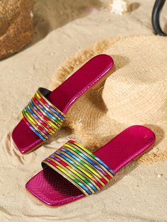 Introducing the latest in beachwear fashion: Trendy 2024 New Arrival Women's Flat Beach Sandals Slippers! These stylish and non-slip sandals provide both comfort and style for your summer adventures. Don't choose between fashion and functionality - have both with Trendy 2024. Color : Multicolor Upper Material : Fabric Lining Material : PU Leather Insole Material : PU Leather Outsole Material : TPR Size US Ball Girth Foot Length Heel Height CN35 US5.5 8.1 8.9 0.4 CN36 US6 8.2 9.1 0.4 CN37 US6.5 8 Pink Open Toe Slippers For Summer, Summer Open Toe Pink Slippers, Summer Pink Open Toe Slippers, Pink Slide Slippers For Summer, Trendy Pink Slippers For Beach, Summer Beach Slip-on Slippers, Trendy Pink Slippers For The Beach, Trendy Pink Beach Slippers, Multicolor Slip-on Slides For Summer