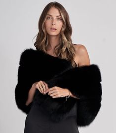 Mink-colored Faux Fur Coat For Evening, Mink-colored Faux Fur Evening Coat, Evening Mink-colored Faux Fur Coat, Hollywood Costume, Black Fox, Fur Accessories, Fur Wrap, Fur Shawl, Dramatic Look