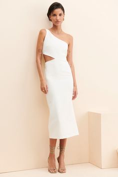 Rent Jenna One Shoulder Dress from Nuuly. Pick 6 items for $98/month. Free shipping + returns. One Shoulder Fitted Dress For Day Out, Fitted One-shoulder Day Out Dress, One-shoulder Fitted Dress For Day Out, Cutout Midi Dress For Date Night, Fitted Dress With Asymmetrical Neckline For Spring, Formal Spring Maxi Dress With Cutout, Spring Formal Maxi Dress With Cutout, Summer Cocktail Dress With Cutout Details, Chic Cutout Dress For Date Night