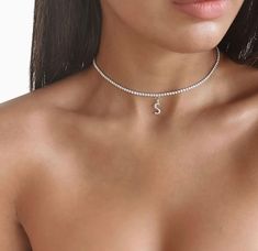 So excited to list our stunning Tennis necklace gifts for her. This popular style is perfect for wedding jewellery and bridesmaid gifts or bridesmaids jewellery. Available in Sterling silver 925 and 18k gold/rose gold plated. Dainty worn alone or stacked with necklace and watches with such high sparkle they will compliment any outfit from day to night. 🤍SIZE AND MATERIALS🤍 925 Sterling Silver With Platinum Plated Classic Square Tennis necklace Chokers - non tarnish necklace 925 sterling silver Elegant Silver Initials Jewelry, Elegant Silver Jewelry With Initials, Elegant Clavicle Chain Charm Choker, Elegant Silver Custom Necklace With Initial Pendant, Silver Elegant Custom Necklace With Initials, Elegant Clavicle Chain Choker Charm Necklaces, Elegant Silver Initial Pendant Necklace, Elegant Clavicle Chain Choker Necklace, Elegant Silver Initial Pendant Custom Necklace