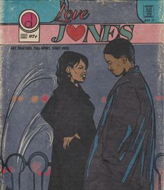 the cover of love jones magazine with an image of two people standing next to each other