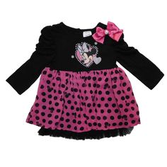 Disney Infant Toddler Girls Minnie Black Pink Dot Dress Tulle Underskirt This cute black and pink polka dot dress featuring Minnie Mouse has a pink bow with jewel detail, silver glitter detail, and an underskirt with a tulle ruffle. It is perfect for anytime you want to dress her up! Size: Infant girls 18m Button up back The perfect dress for any time you want your little girl to look have a little sparkle! Payment We accept PayPal as our payment method. Immediate payment is required. If you hav Cute Black Tutu Dress, Tulle Underskirt, Pink Polka Dot Dress, Pink Dot, Dress Tulle, Infant Girls, Baby Disney, Pink Polka Dots, Polka Dot Dress