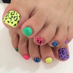 Cute Toes Pedicures, Nail Cheetah, Toenail Designs Summer, Fake Toenails, Watermelon Nails, Colorful Nail, Cute Toes