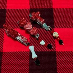 A set of three goth hair clips, featuring a knife, cross, and heart design. Goth Hair, Hair Things, Barrette Clip, Barrettes, Heart Design, Hair Clip, Hair Clips, Beauty Book, Accessory Gift