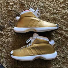 Adidas Crazy 1’s Grammy Edition. Only Worn A Few Times, In Good Condition. Size 11 Adidas Gold, Gold Adidas, Adidas Crazy, Shoes Adidas, Adidas Shoes, Adidas Men, Athletic Shoes, Men's Shoes, Man Shop