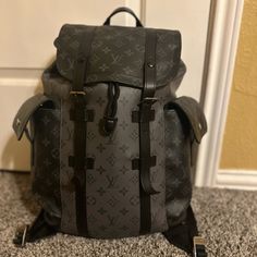 Men’s Christopher Backpack Hardly Used Microchipped Louis Vuitton Bag Black, Louis Vuitton Backpack, Bags Louis Vuitton, Vuitton Bag, Louis Vuitton Bags, Louis Vuitton Bag, Black Gray, Black And Grey, Louis Vuitton