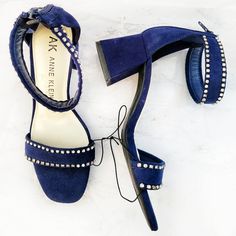 Brand New- No Tags Or Box Color: Royal Blue Chunky Heels Back Zipper Enclosure Beautiful Ankle And Toe Straps That Are Jeweled Perfect For Any Special Occasion Size: 5.5 Blue Sandals With Low Stacked Heel, Blue Open Heel Block Heels With Stacked Heel, Blue Block Heels With Stacked Open Heel, Blue Block Heels With Stacked Heel, Blue Round Toe Block Heels With Stacked Heel, Blue Open Heel Block Heels For Evening, Blue Block Heels With Heel Strap And Open Heel, Blue Low Heels With Stacked Heel, Chic Blue Block Heels For Party