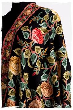 Jardin de Marie Antoinette Antiquaires Shawl — Seasons by The Kashmir Company Kashmiri Suits, Hand Dyed Shawl, Salwar Suit Designs, Wearable Art Clothing, Kashmiri Shawls, Hand Embroidery Dress, Mother Of The Bride Gown, Winter Shawl, Boutique Dress Designs