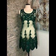 Elegant Embroidered Lace Gatsby Dress Approx 32” Teal Angel Dresses, Brown Long Sleeve Dress, Poofy Dress, Mini Tunic Dress, Angel Fashion, Long Sleeve Boho Dress, Gatsby Dress, Boho Dresses Long, Cream Lace Dress