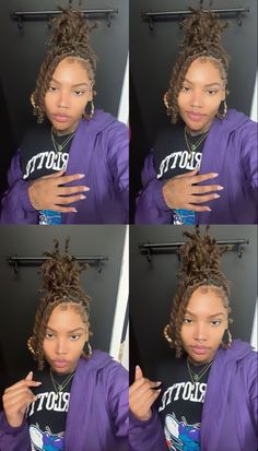 Dreds Locs Natural Hair, Locs Hairstyles Real Hair, Dread Head Hairstyles, Cute Styles For Locs For Women, 90s Hairstyles With Locs, Ways To Style Natural Locs, Y2k Loc Styles, Summer Loc Hairstyles, 90s Loc Hairstyles