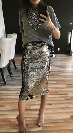 Sequin Skirt Outfit, Claw Clips, Bucket Hats, Skirt Outfits, Holiday Outfits, Classy Outfits