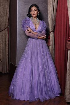 Shop for Amrin khan Purple Organza Sequin Embroidered Lehenga Set for Women Online at Aza Fashions Formal Anarkali Lehenga With Sequins, Purple Sequined Dress For Diwali, Organza Saree Gown With Sequins, Formal Anarkali Lehenga In Organza, Formal Party Wear Lehenga With Cutdana, Anarkali Style Organza Lehenga For Formal Occasions, Formal Floor-length Choli With Sheer Dupatta, Festive Organza Gown With Sequins, Formal Festive Organza Choli