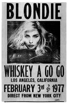 the poster for blondie's whiskey a go go show in los angeles, california