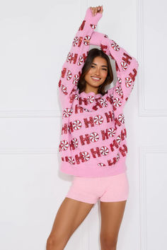 Make your holiday style shine with The Nice List Sequin Sweater. Featuring sparkling sequin detailing that adds a touch of festive glam and cuffed sleeves and hem for a cozy fit. A must-have for anyone on the nice list! Nice List, Sequin Design, Sequin Sweater, Cozy Fits, Holiday Style, Print Placement, Ho Ho Ho, Pink Sweater, Holiday Fashion