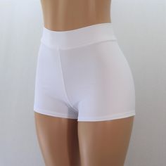 "High Quality Matte White Spandex Shorts High Waist 2\" Waistband STYLE OPTIONS Regular Length: PICTURED Cheeky: NOT PICTURED SIZING INFO ⭐Sizing Chart in Photos⭐ If you need help with sizing, send me a message and please include the following measurements: ✅NATURAL WAIST ✅HIPSTER WAIST ✅HIPS ✅Thigh ⭐Inquire within for Adult 6X and up. CUSTOM REQUESTS 👉Need the waist higher/lower? 👉Inseam longer/shorter? 👉Love this style but not the fabric or color? 👉Love this fabric and color but not this s White Workout Shorts, White Mini Shorts, White Safety Shorts, White Yoga Shorts, White Shorts Aesthetic, White Gym Shorts, Brandy Clothes, White Spandex Shorts, Comfy Korean Outfits