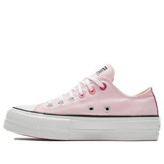 Looking for a cute and stylish way to celebrate Valentine's Day? Check out the Converse Women's WMNS Chuck Taylor All Star Lift Ox 'Valentine'! This festive sneaker features a pink canvas upper with black details for a fun and festive look. The platform midsole provides a lift, while the magenta flowers add a whimsical touch. Whether you're spending the day with your special someone or going out with friends, the Converse Women's WMNS Chuck Taylor All Star Lift Ox 'Valentine' is the perfect way Converse Womens, White Canvas Shoes, Chuck Taylor All Star Lift, Converse Chuck Taylor All Star, Womens Converse, White Canvas, Chuck Taylor Sneakers, Chuck Taylor All Star, Converse Chuck