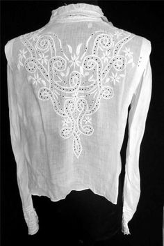 Exceptional RARE French Victorian White Cotton Hand Embroidered Blouse Size 6 | eBay Hand Embroidered Blouse, Caftan Tunic, French Victorian, Blouse Lace, Gibson Girl, Vintage Wardrobe, Boho Art, Fashion Design Clothes, Embroidered Blouse