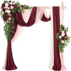 an arch decorated with flowers and greenery for a wedding ceremony or party, isolated against a white background