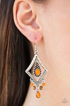 Southern Sunsets - Orange & Brown Wood Earrings - Paparazzi Sunsets Orange, Paparazzi Jewelry Images, Fringe Earring, Rose Gold Frame, Purple Gems, Orange Earrings, Fish Hook Earrings, Silver Feather, Beaded Wraps