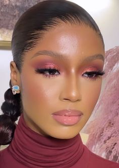 Slicked Back Hairstyles, Maquillage Yeux Cut Crease, Natural Glam Makeup, Soft Glam Makeup, Glam Makeup Look, Dope Makeup