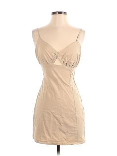 Bershka Casual Dress Size: X-Small Tan Dresses - used. 100% Cotton, Mini, Plunge, Solid, Short, Sleeveless | Bershka Casual Dress: Tan Solid Dresses - Size X-Small Tan Dresses, Solid Dress, Casual Dresses For Women, Casual Dress, Casual Dresses, Women Handbags, Womens Dresses, Handbags, Dresses