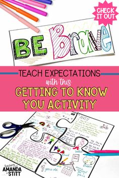 the back to school activity book with scissors and crayons on it that says be brave