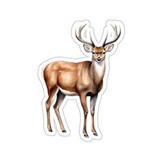 a deer sticker with an antelope on it's head and horns