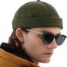 This stylish Men's Brimless Leather Strap Beanie Cap is the perfect addition to any outfit. Crafted from a rich leather, the cap is comfortable and designed with a brimless shape and leather strap for a sleek, modern look. Keep your head warm and stylish with this timeless accessory. 100% Bio Washed Cotton Imported Buckle closure Brimless Hat, Brass Belt Buckles, Brown Cowhide, Winter Knit Hats, Beanie Cap, Real Vintage, Timeless Accessories, Baseball Caps, Amazon Fashion