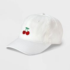 Be ready for their daily adventures with this Embroidered Cherry Dad Hat in Mighty Fine White. Made from durable cotton jersey material for year-round wear, this baseball hat is designed with a slightly curved brim to shield their eyes from direct sunlight. Plus, it features an adjustable buckle closure to help them find the best fit. Trending Hats, Straw Panama Hat, Back Tuck, Straw Visor, Beret Hat, Visor Hats, Scarf Hat, Cute Hats, Baseball Hat