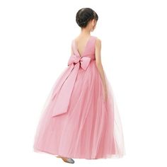 This gorgeous flower girl dress features a open back satin bodice with elegant tulle skirt. The waistline is delicately decorated with rhinestones and pearls. The elegant tulle skirt has 6 layers, top 3 layers are made of tulle. 4th is layer of soft satin, 5th layer is a netting attached to the 6th layer for additional fullness, the 6th layer is a satin lining to bring comfort to your little girl while wearing the dress. Size: 10.  Color: Pink.  Gender: female.  Age Group: kids. Girls Sequin Dress, Big Girl Dresses, Pink Flower Girl Dresses, Rose Clothing, Baptism Gown, Ivory Flower Girl Dresses, Flower Girl Dresses Tutu, Toddler Flower Girl Dresses, Tulle Flower Girl